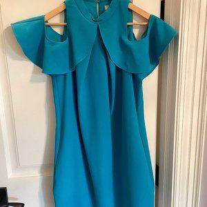 Blue Off the Shoulder Dress || Trina Turk Dress